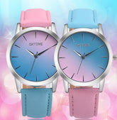 Fashion Casual Retro Rainbow Design Watch Women Analog Quartz Wristwatches Clock Elegant Lady Wristwatch Woman Time