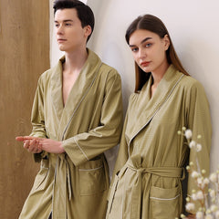 Thin Satin Bathrobe Water-absorbing Quick-drying Couple Nightgown