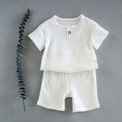Baby Summer Cotton Soft Set Children Short Sleeve Shorts Two-Piece Set kids clothes Cotton and linen kids clothes boys