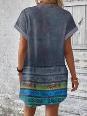 Short Sleeve Printed Pocket Dress