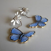 Epoxy Butterfly And Flower European And American Popular Retro Imitation Thai Silver Earrings