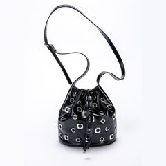 Suede Rivet Bucket Bag Hollow Crossbody Bag