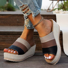 Ankle-strap Sandals Block Platform Wedge Plus Size Slippers
