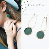 Korean Fashion Dripping Stud Earrings Green Circle