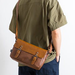 Korean Men's PU Leather Retro Flip Literary Shoulder Bag