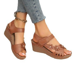 Women's Hollow-out Flower Platform Plus Size Wedge Sandals
