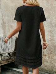 Women's Solid Color Round Neck Short Sleeve Simple Casual Dres
