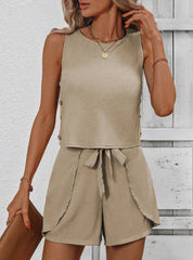 Fashion Casual Women's Solid Color Short Sleeve Suit