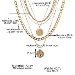 European And American New Multi-layer Round Plate Pendant Necklace