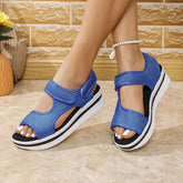 Plus Size Platform Peep Toe Velcro Beach Sandals