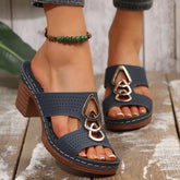 Wedge Platform Slippers Women's Shoes Chunky Heel Platform Fish Mouth I-shaped