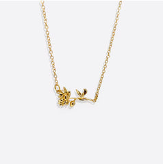 Birthday Flower Necklace Personalized High Quality Stainless Steel 18K Gold Plated Ladies Daily 3D Jewelry Birthday Gift For Her