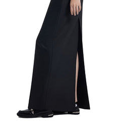 Retro Trendy Long Split Skirt Low Waist Slimming