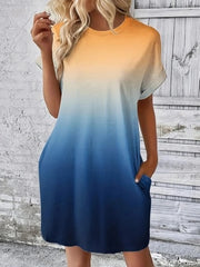 Short Sleeve Printed Pocket Dress