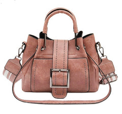 Double Leather Bucket Bag Handbag
