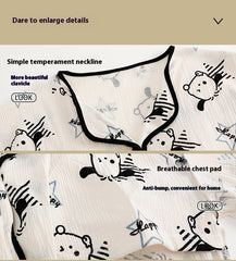 Summer Women's Cardigan Padded Pajamas Short Sleeve Shorts