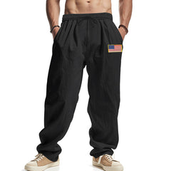 American Spring Men's Linen Hip Hop Machete Wide Leg Trousers
