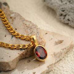 Stainless Steel 18K Gold Color Zircon Necklace Simple