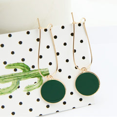 Korean Fashion Dripping Stud Earrings Green Circle