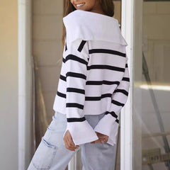 Autumn And Winter Loose Striped Sweater For Women