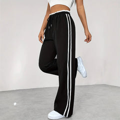 European And American Black Sports Straight Pants Leisure Commute