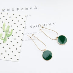 Korean Fashion Dripping Stud Earrings Green Circle