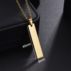 Stainless Steel Long Strip Military Laser Lettering Necklace