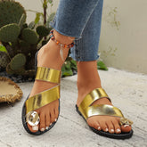 Round-toe Sandles Toe Covering Comfortable Flat Sandals