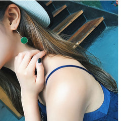 Korean Fashion Dripping Stud Earrings Green Circle