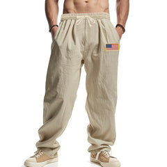 American Spring Men's Linen Hip Hop Machete Wide Leg Trousers
