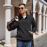 Long Sleeve Knitted Zip Pullover Plaid Sweatshirt