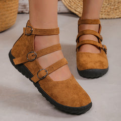 Women's Plus Size Square Toe Vintage Double Buckle Cloth Shoes