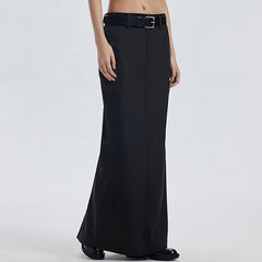 Retro Trendy Long Split Skirt Low Waist Slimming