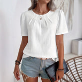 Women's Intellectual Loose White Women's Short Sleeve Loose T-shirt French Top