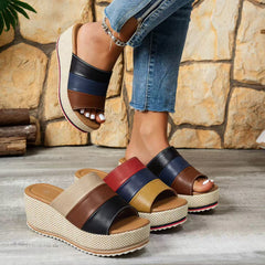 Ankle-strap Sandals Block Platform Wedge Plus Size Slippers