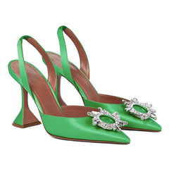 Baotou Dew Heel Plus Size Rhinestone Buckle Shoes