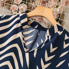 Elegant Vacation Style Springsummer Irregular Striped Midi Dress