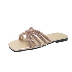 Solid Color Lightweight Rhinestone Ornament Ladies' Sandals