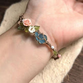 Rose Aquamarine Hand-woven Rough Stone Bracelet