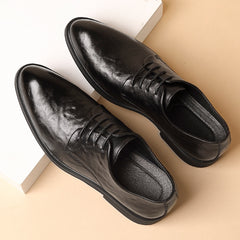 Hong Kong Style Retro Scratch Pattern Formal Business Leather Shoes