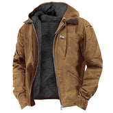 Solid Color Hooded Casual Men's Fleece Zipper Pocket Jacket Coat