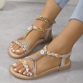 Round Toe Woven Outdoor Flat Sandals