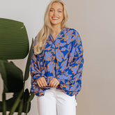 Fashion Floral Print Batwing Sleeve Shirt Women