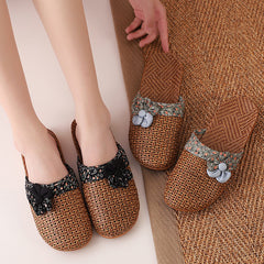 Summer Bamboo Mat Women's Linen Slippers Home Wooden Floor