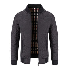 Men's Fleece-lined Thickened Diamond Plaid Jacket Cotton-padded Coat