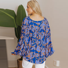 Fashion Floral Print Batwing Sleeve Shirt Women