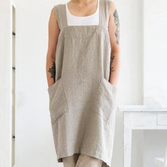 Women's Simple Solid Color Cotton And Linen Plus Size Apron