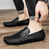 Men's Fashion British Leather Beanie Shoes