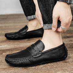 Men's Fashion British Leather Beanie Shoes