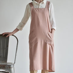 Women's Simple Solid Color Cotton And Linen Plus Size Apron